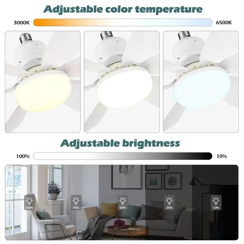 30W/40W Ceiling Fan with LED Light – Remote Control, E27 Base