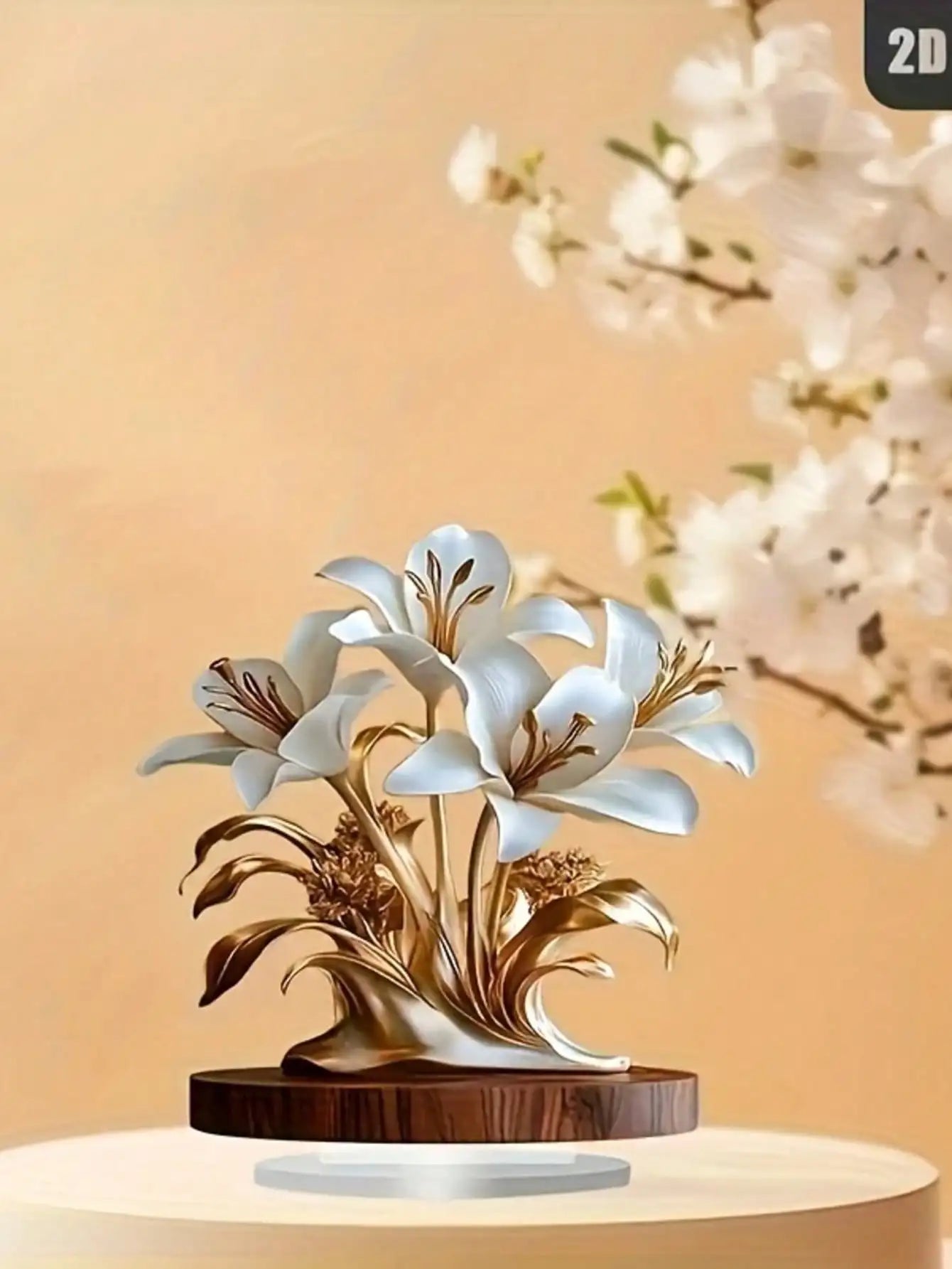 Floral Desktop Decoration Ornament 20x20cm Acrylic 2D Flat Home Decor Easy Install Practical Flower Desk Accessory