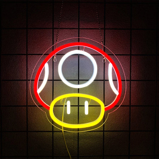 Pixel Mushroom Neon Wall Sign