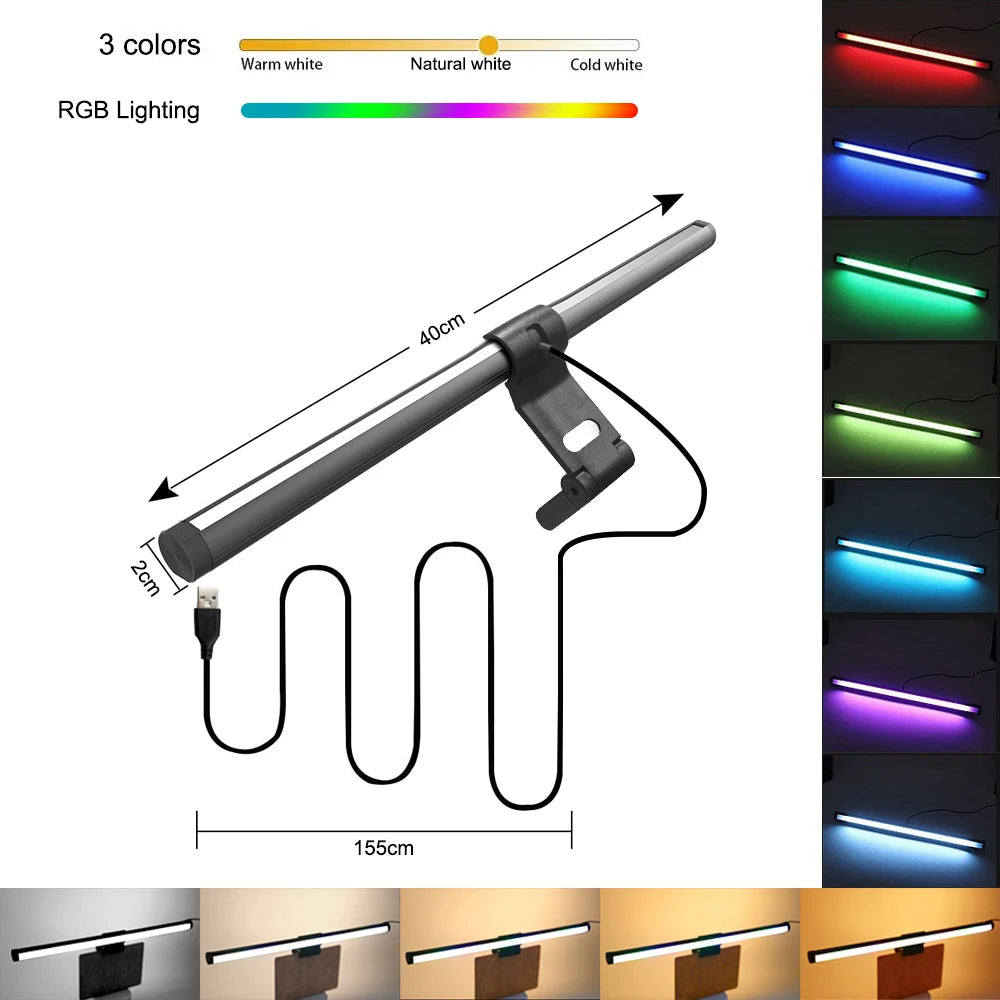 RGB Monitor Light Bar – 44CM, Stepless Dimming, Atmosphere Lighting