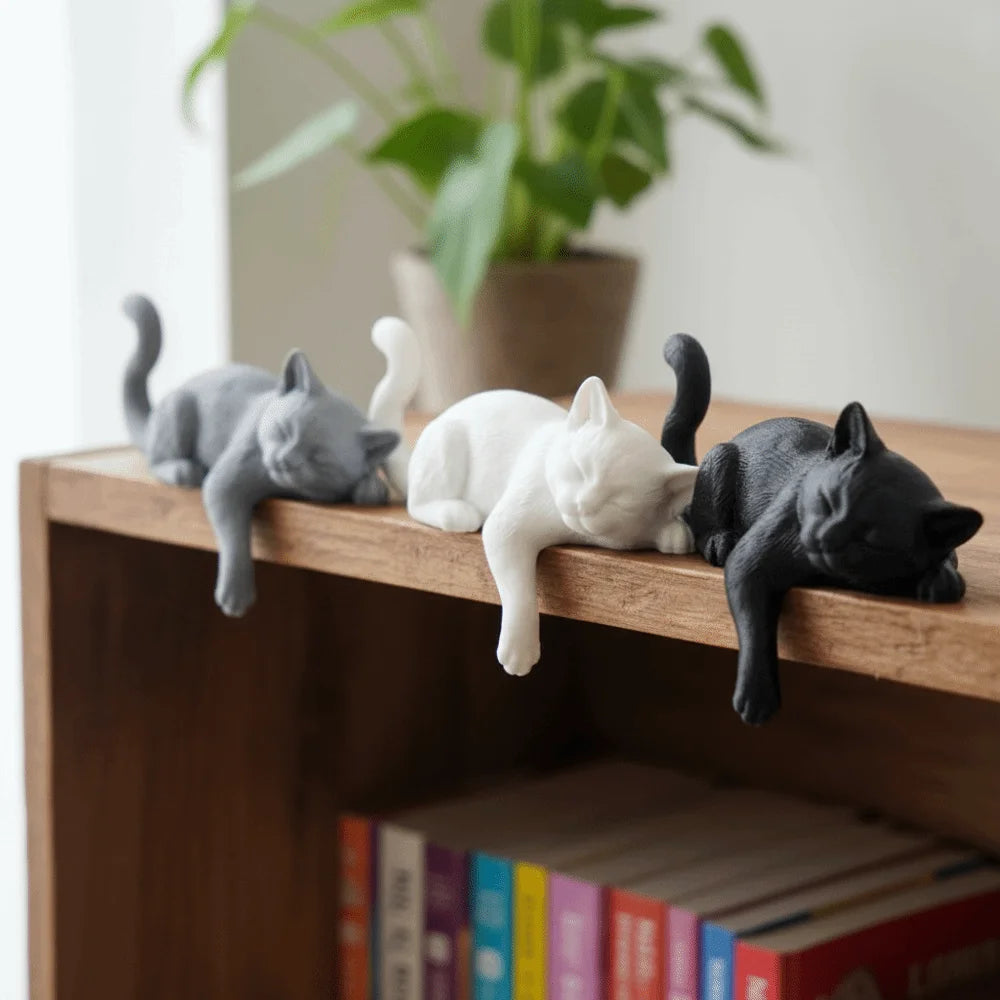 Unique Cute Desk Cat Decorations 3D Printed Creative Decorative Cat Statues Funny Cat Statues Crafts Desktop Use