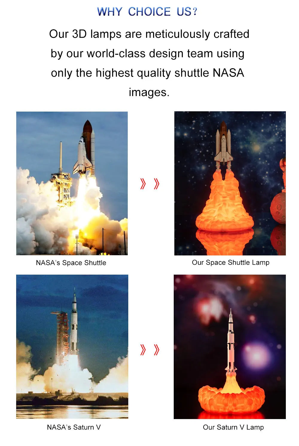 Newest Dropship 3D Print Saturn V Lamps Rechargeable Night Light Apollo 5 for Moon Land Space Lover As Room Decoration