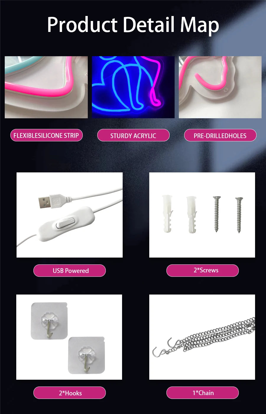 Neon Signs Lightning Bolt Neon Light Sign for Wall Decor,USB Led  Neon Sign for Bedroom, Birthday, Party, Wedding Decorations