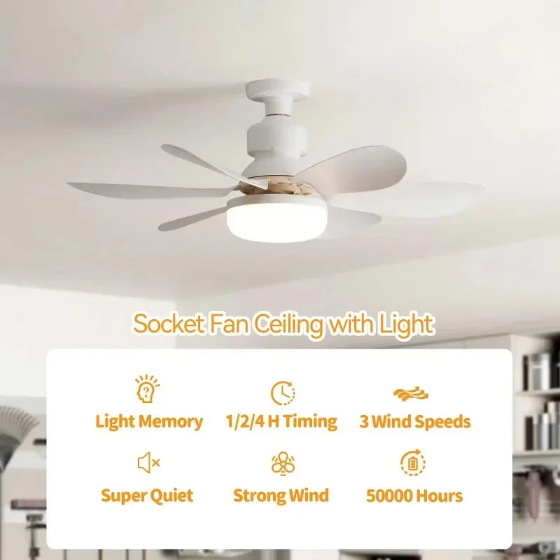 30W/40W Ceiling Fan with LED Light – Remote Control, E27 Base