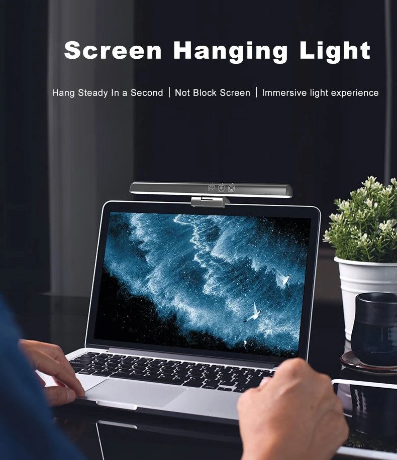 LED Monitor Light Bar – 3 Color Temps, Dimmable, Eye Protection