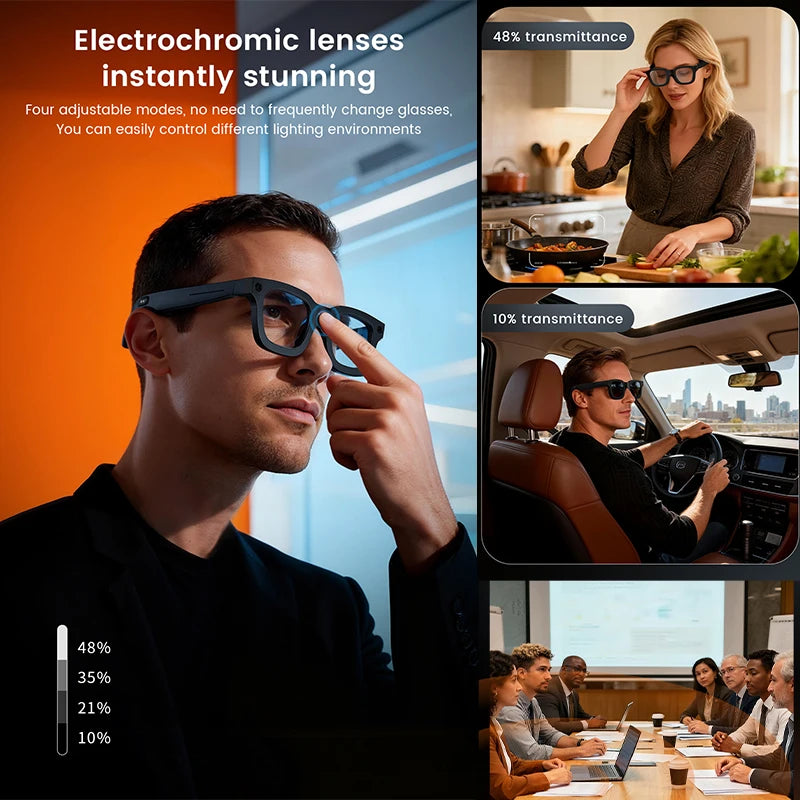 AI Smart Glasses with HD Camera & Photochromic Lenses | Bluetooth Calls & Translation