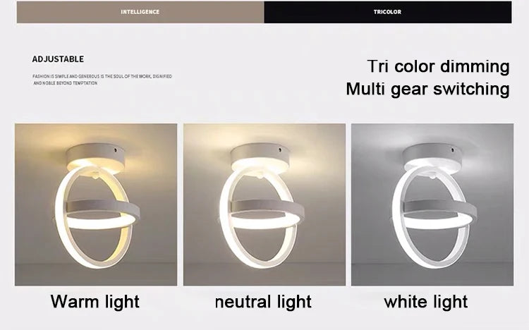 Modern Dual-Ring LED Ceiling Light – 25W/30W, Touch Switch