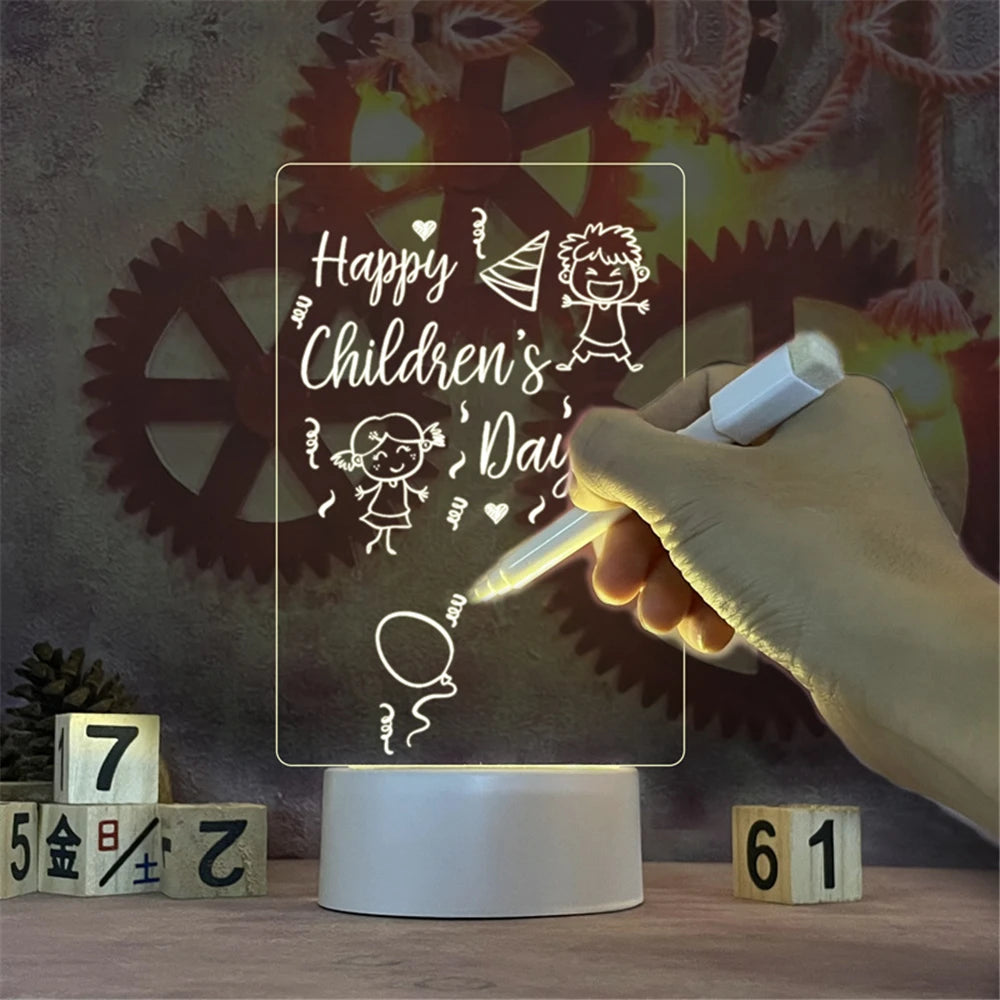 LED Acrylic Night Light – Erasable Message Board & Calendar
