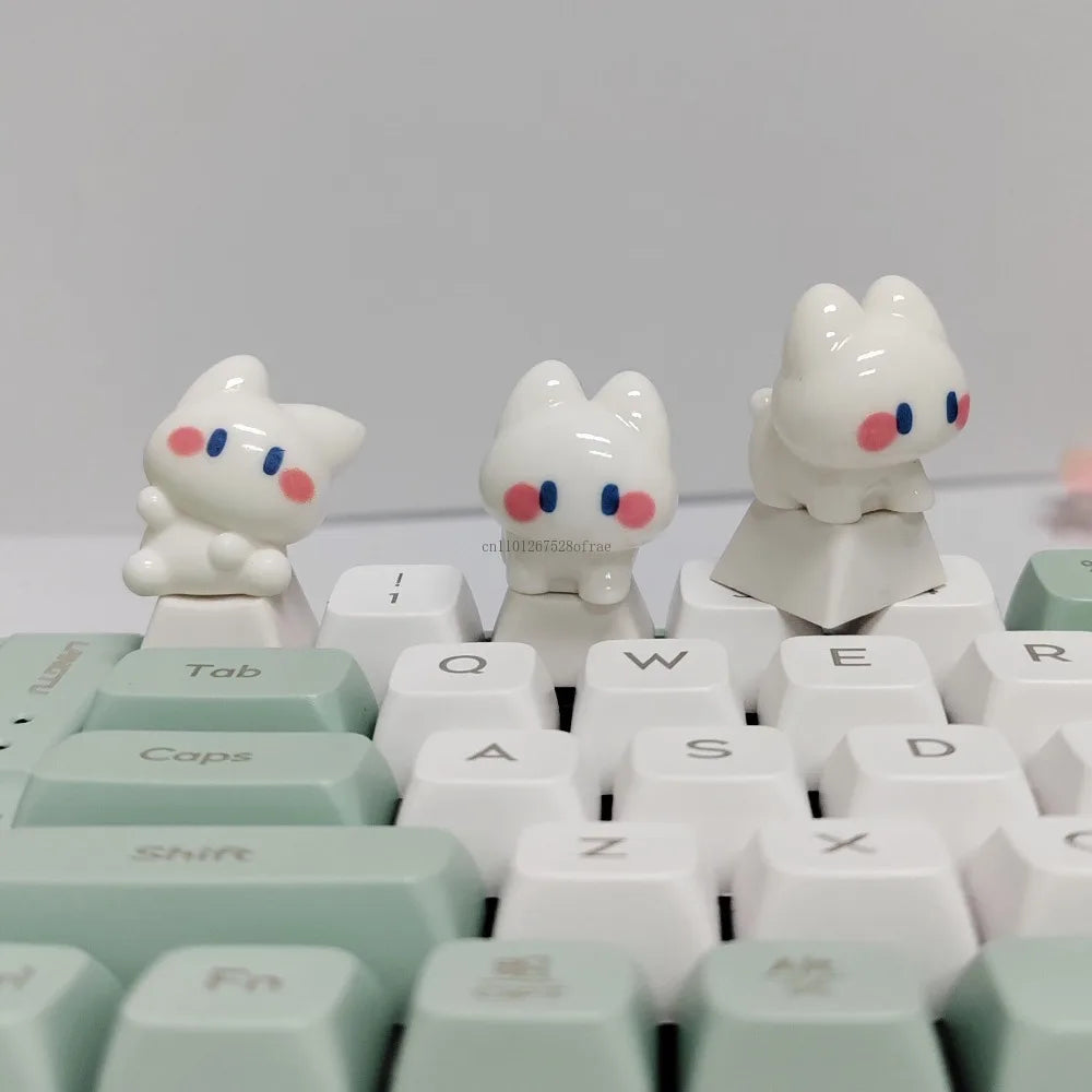 Kawaii White Cat ESC Keycap – Cherry Profile, Cross Axis
