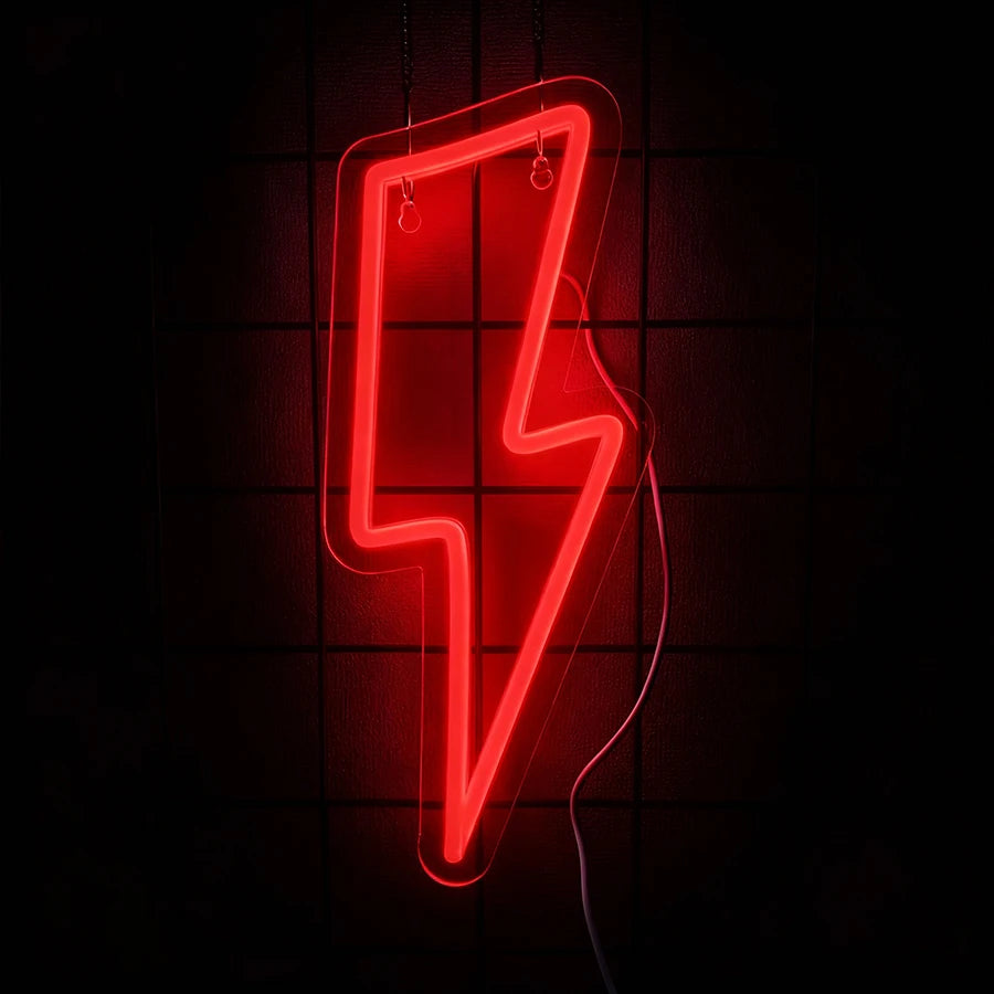 Neon Signs Lightning Bolt Neon Light Sign for Wall Decor,USB Led  Neon Sign for Bedroom, Birthday, Party, Wedding Decorations