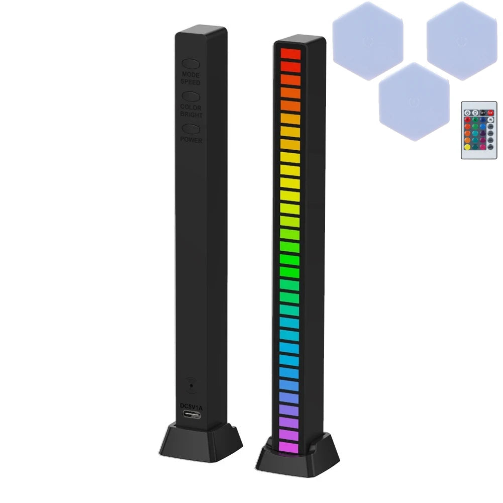 RGB Sound Reactive LED Light - Voice Controlled Music Rhythm Lamp with RGB color APP Control for Gaming Desk/Home/Office/Car