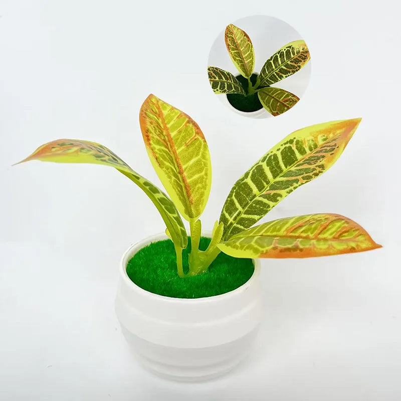 Artificial green plants, office desk decorative plants, bonsai, artificial flowers, and creative accessories in 4 small pots