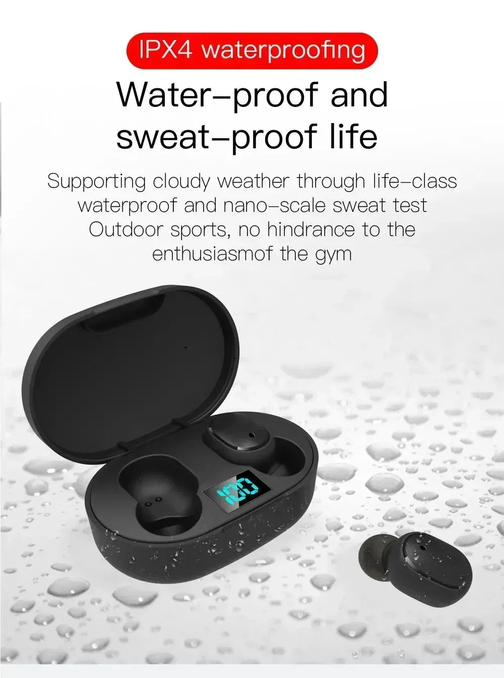 E6S Wireless Earbuds Noise Canceling Waterproof Ear Buds in-Ear Stereo Headphones with LED Display Charging Case