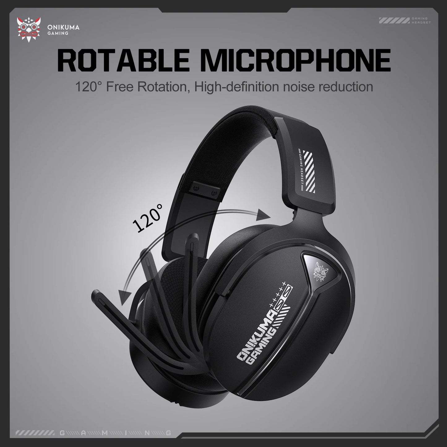 Gaming Headset with Ergonomic Design Breathable Glow Effect 360 Degree Rotatable Microphone Suitable for PS5 PC Notebook