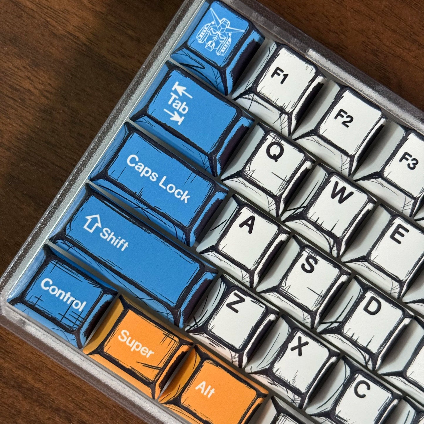 Comic Keycaps Set – Cherry Profile PBT, Red Blue White