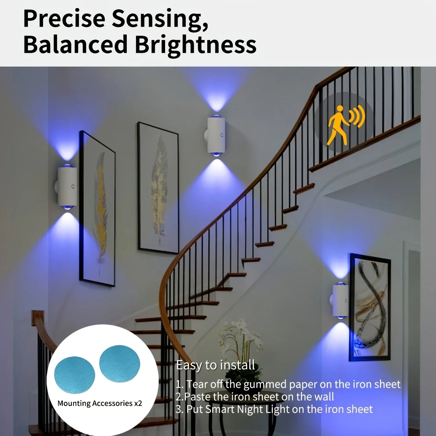 RGB LED Night Light with Motion Sensor Rechargeable Wall Lamp Gradient Ambient Light Dimmable Indoor Light Magnetic Step Lamp