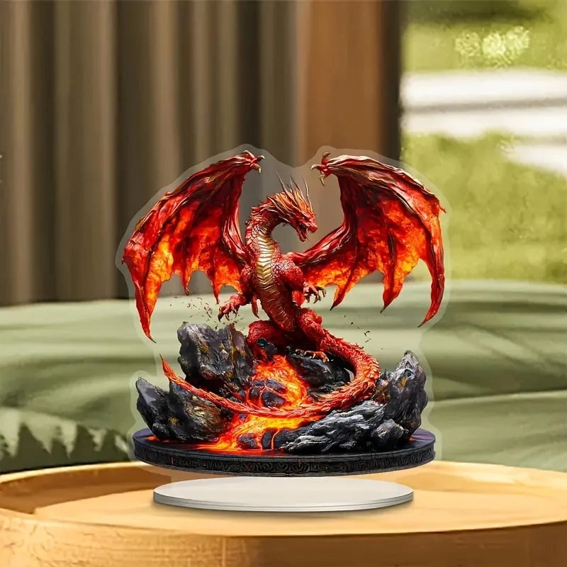 Red Dragon Acrylic Desk Decoration: Multi-Purpose Home Décor - Suitable for Living Room, Study, Bedroom, and as a Gift