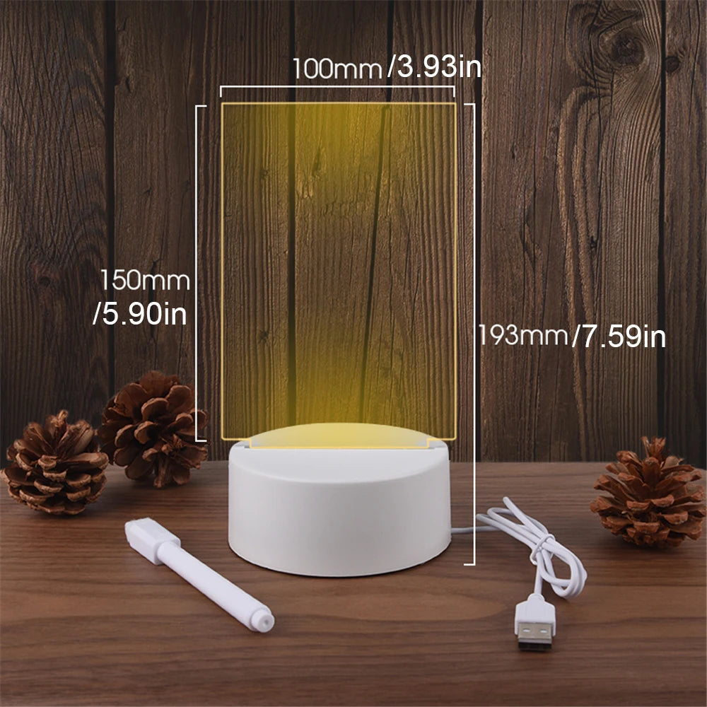 LED Acrylic Night Light – Erasable Message Board & Calendar