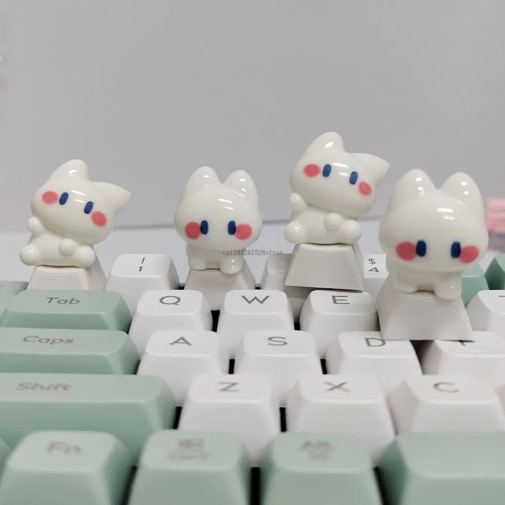 Kawaii White Cat ESC Keycap – Cherry Profile, Cross Axis