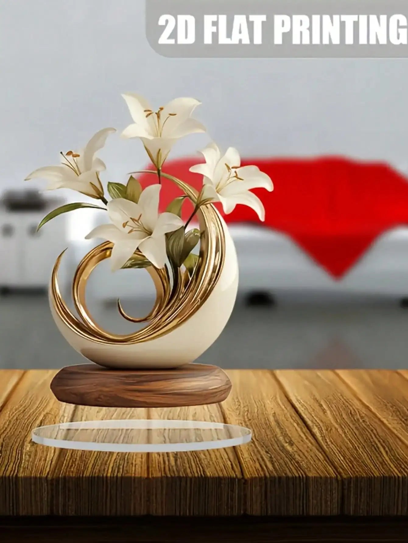 Floral Desktop Decoration Ornament 20x20cm Acrylic 2D Flat Home Decor Easy Install Practical Flower Desk Accessory