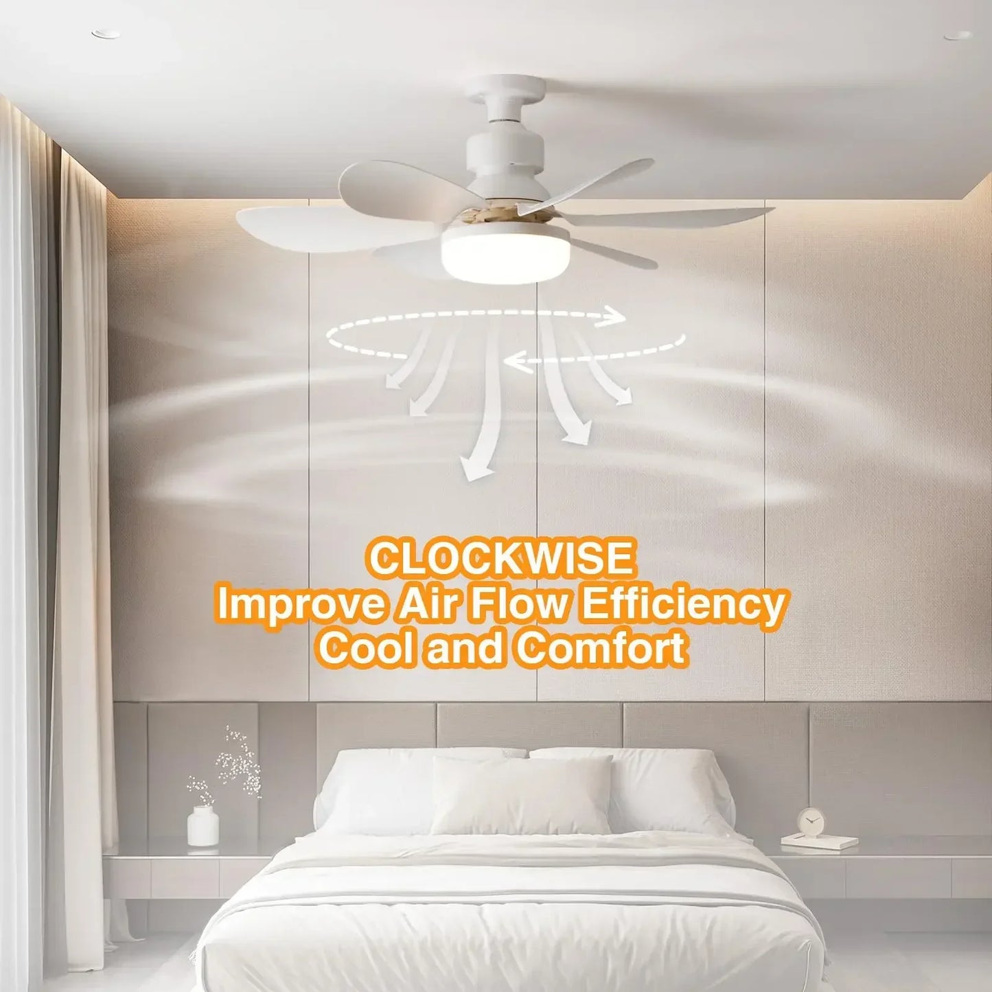 30W/40W Ceiling Fan with LED Light – Remote Control, E27 Base
