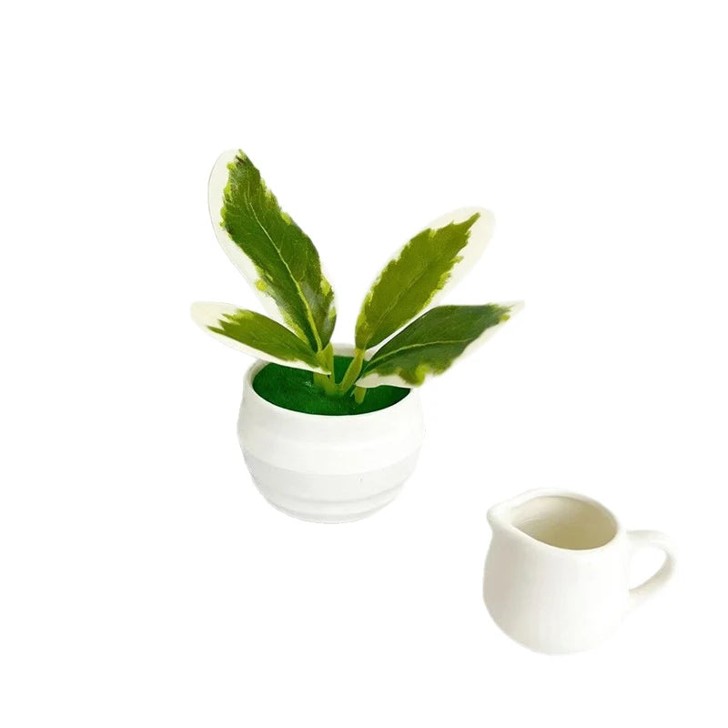 Artificial green plants, office desk decorative plants, bonsai, artificial flowers, and creative accessories in 4 small pots