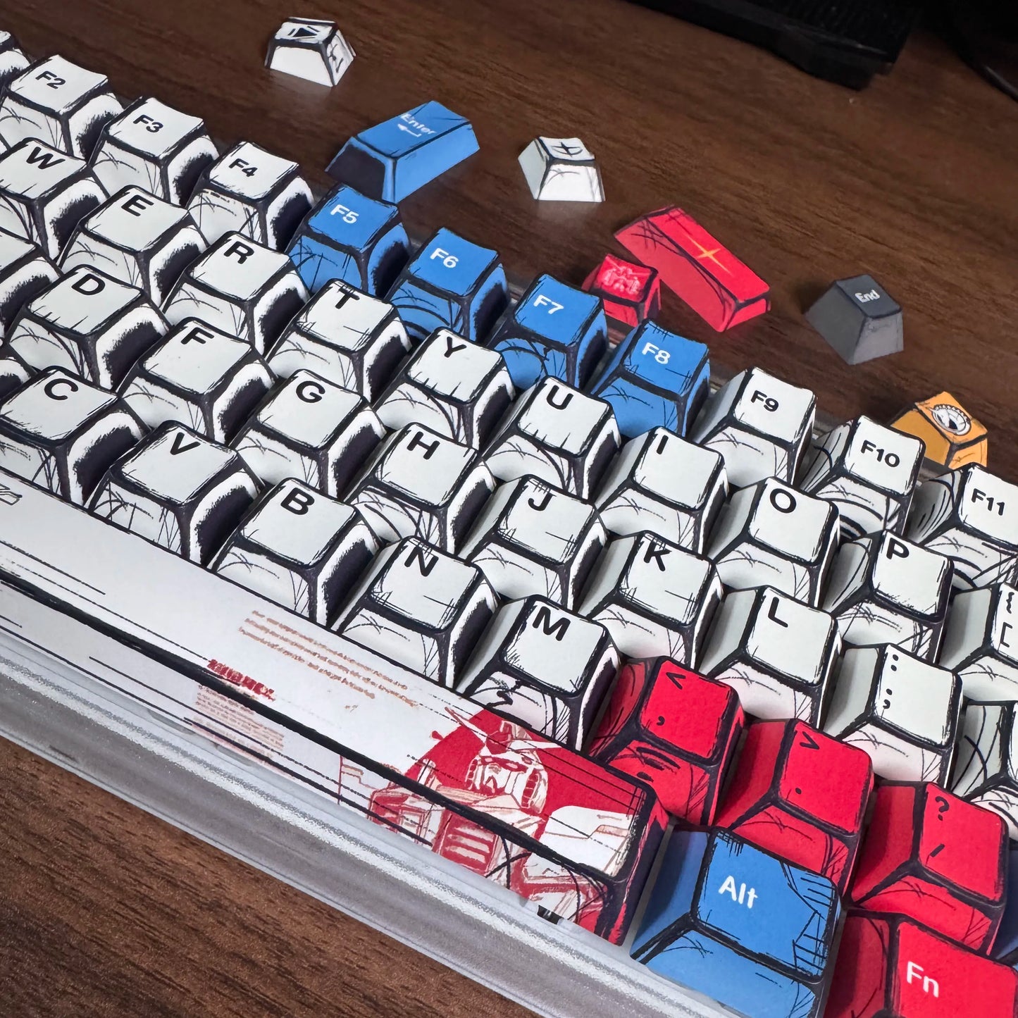 Comic Keycaps Set – Cherry Profile PBT, Red Blue White