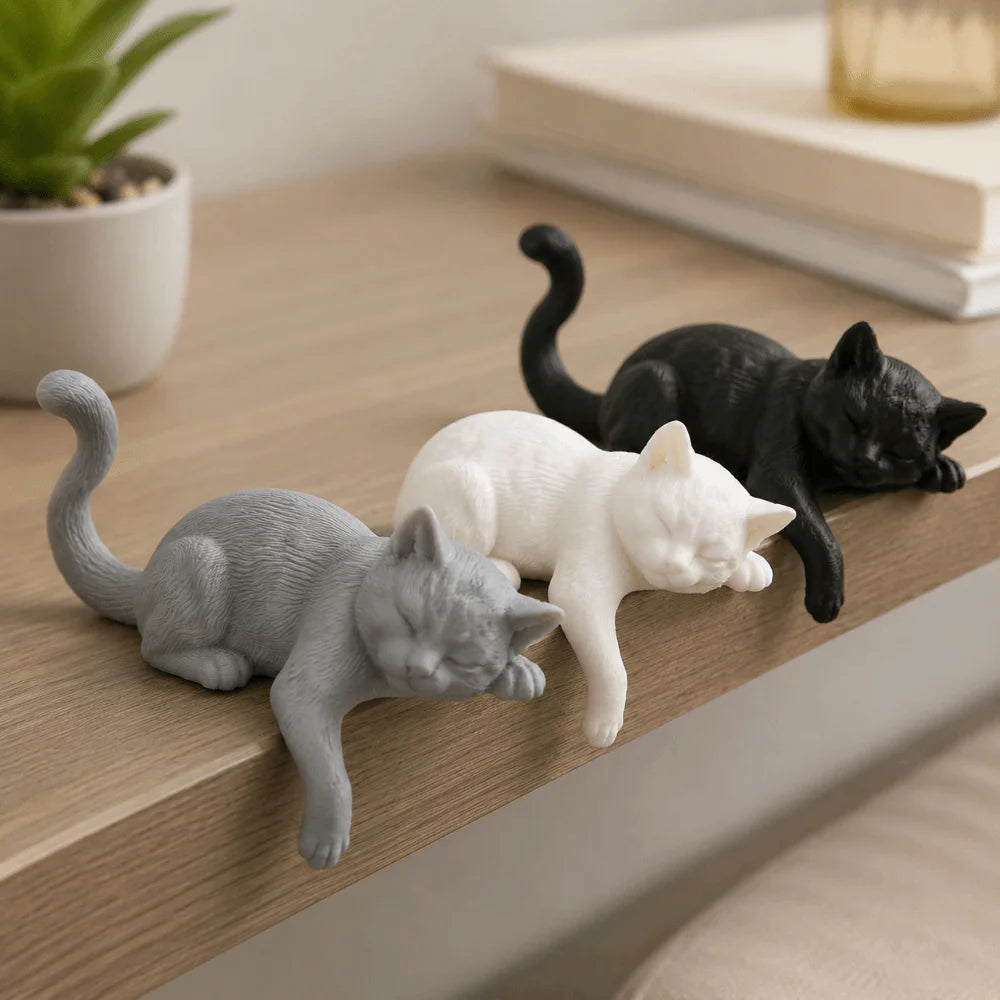 Unique Cute Desk Cat Decorations 3D Printed Creative Decorative Cat Statues Funny Cat Statues Crafts Desktop Use