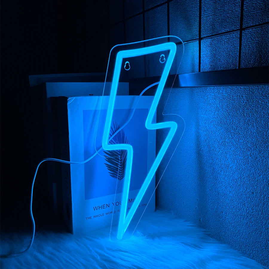 Neon Signs Lightning Bolt Neon Light Sign for Wall Decor,USB Led  Neon Sign for Bedroom, Birthday, Party, Wedding Decorations