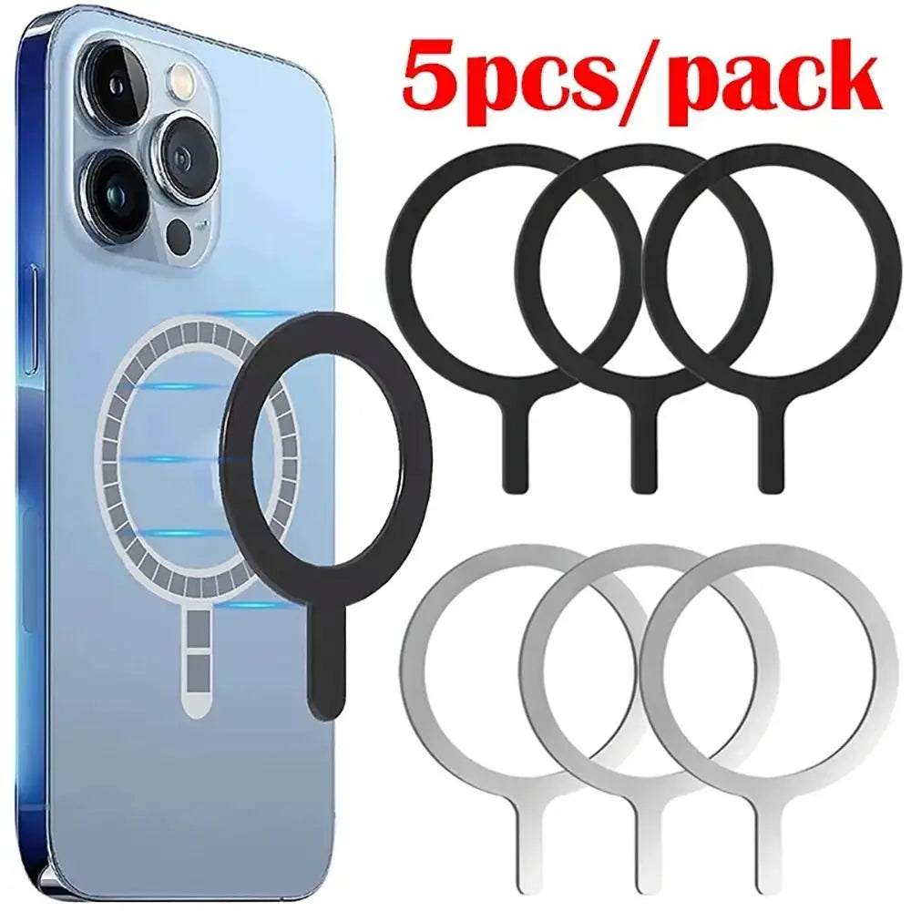 1/5Pcs Magnetic Magnet Metal Plate Ring Stainless Steel Universal Iron Sheet Sticker Wireless Charger Q Styling