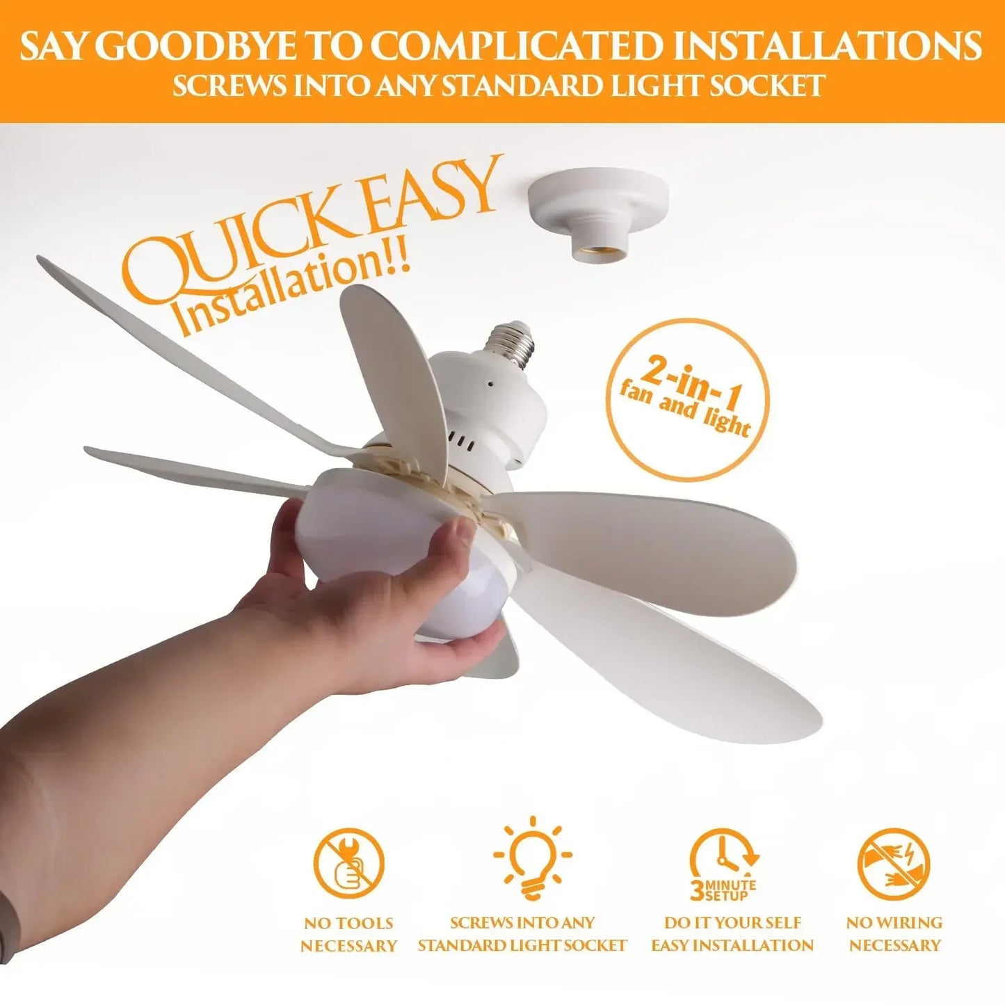 30W/40W Ceiling Fan with LED Light – Remote Control, E27 Base