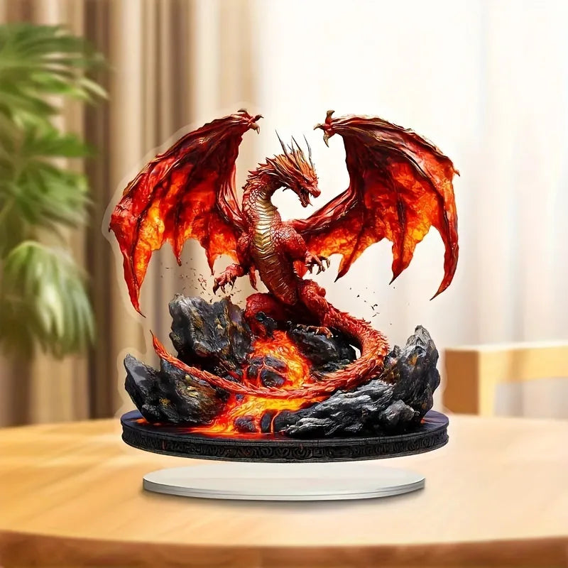 Red Dragon Acrylic Desk Decoration: Multi-Purpose Home Décor - Suitable for Living Room, Study, Bedroom, and as a Gift