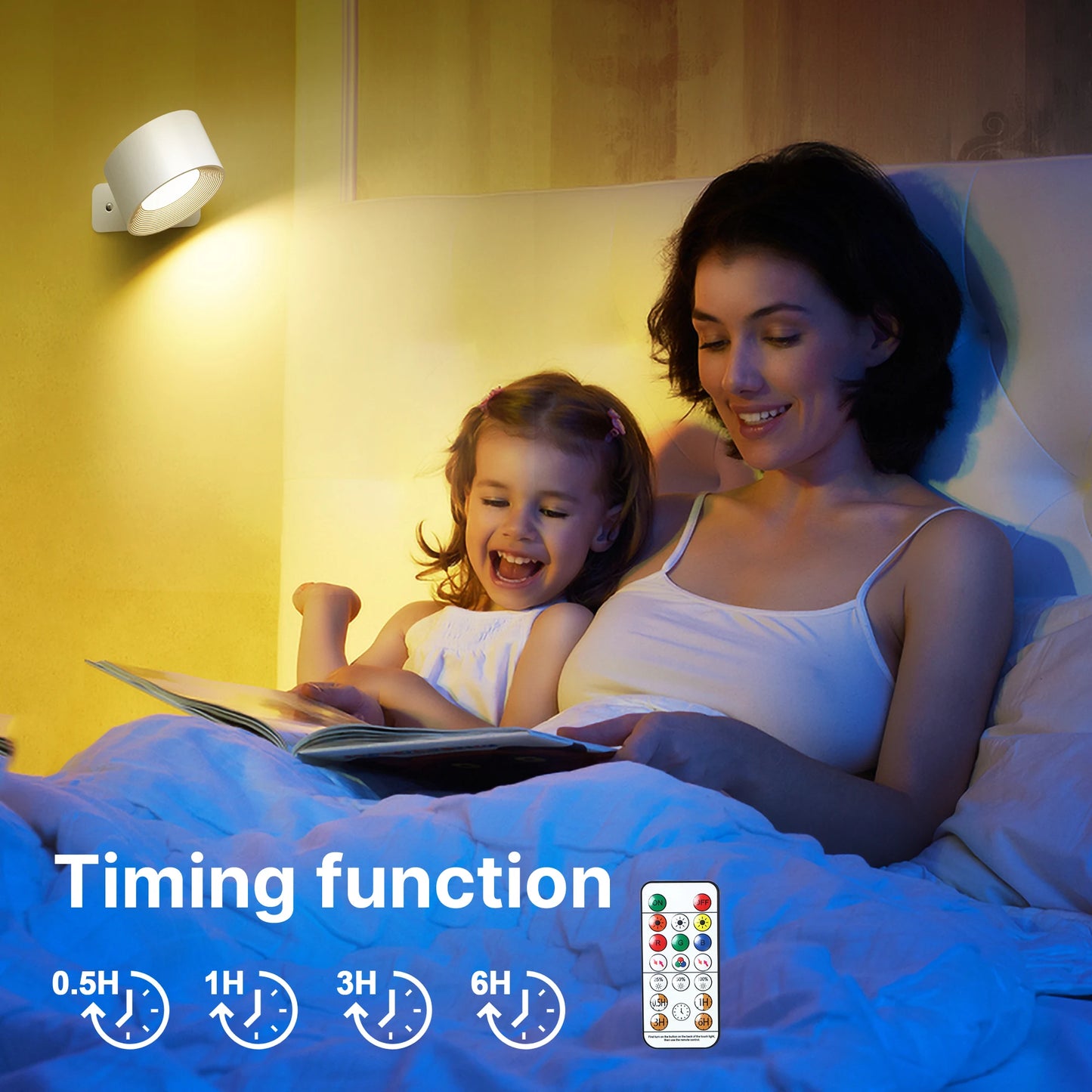 RGB LED Wall Sconce – Battery/USB, Touch Control, 360° Rotation