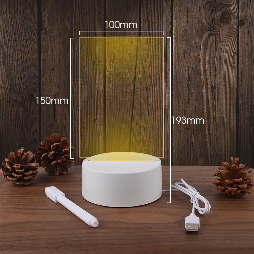 LED Acrylic Night Light – Erasable Message Board & Calendar