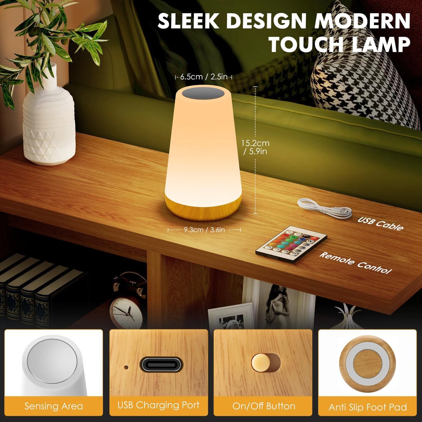 13-Color RGB LED Night Light – Rechargeable, Touch & Remote