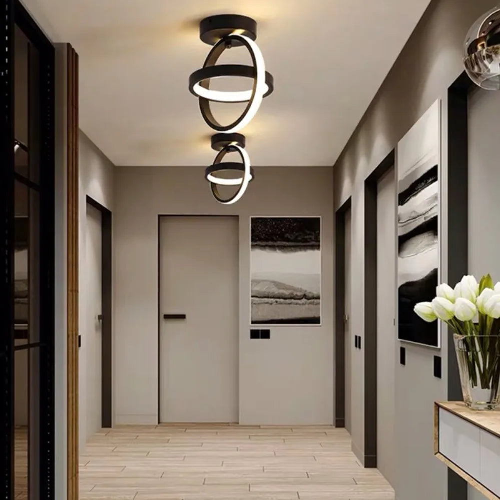 Modern Dual-Ring LED Ceiling Light – 25W/30W, Touch Switch