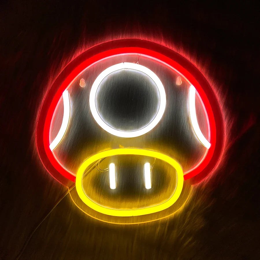 Beauty Salon Decor Room Wallpaper for Wall Bar Neon Gamer Decoration Game Sign Light Up Man Mushroom Birthday Gifts Boys Cave