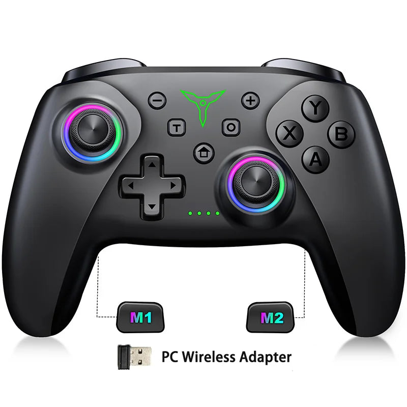 Dinofire Wireless RGB Gaming Controller for Switch, PC & Mobile