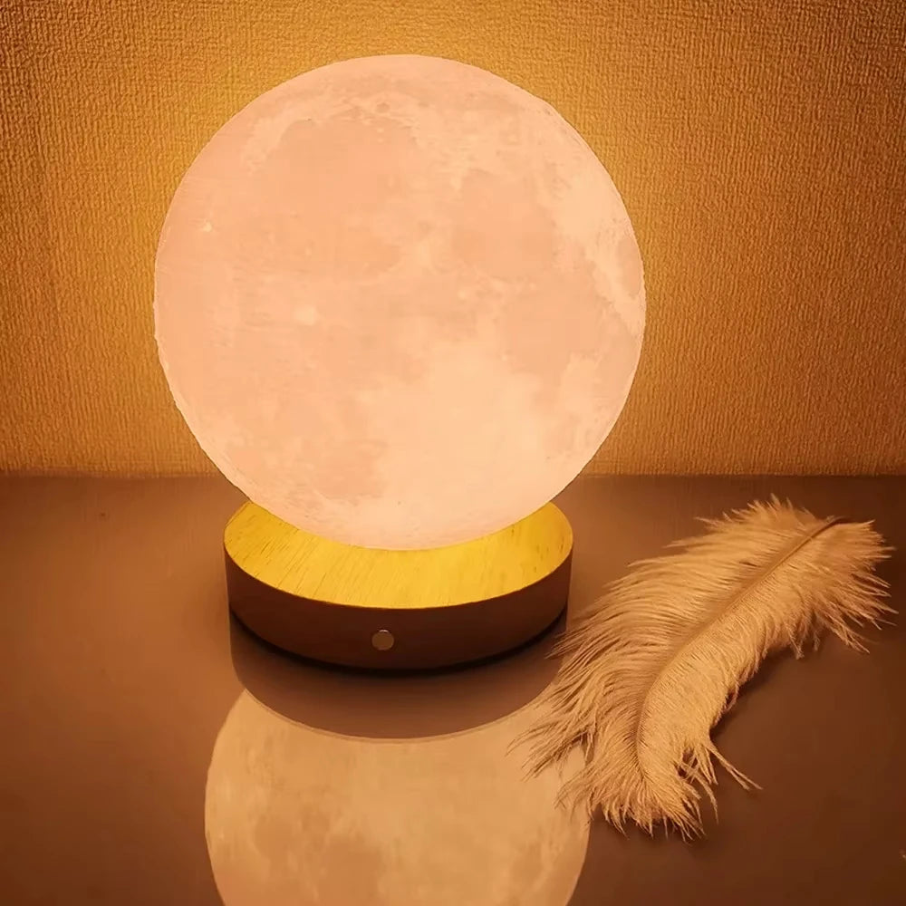 10cm Moon Lamp LED Night Light Wire Stand Starry Lamp Bedroom Decor Night Lights Kids Birthday Gift Moon Lamp Bedside Lighting