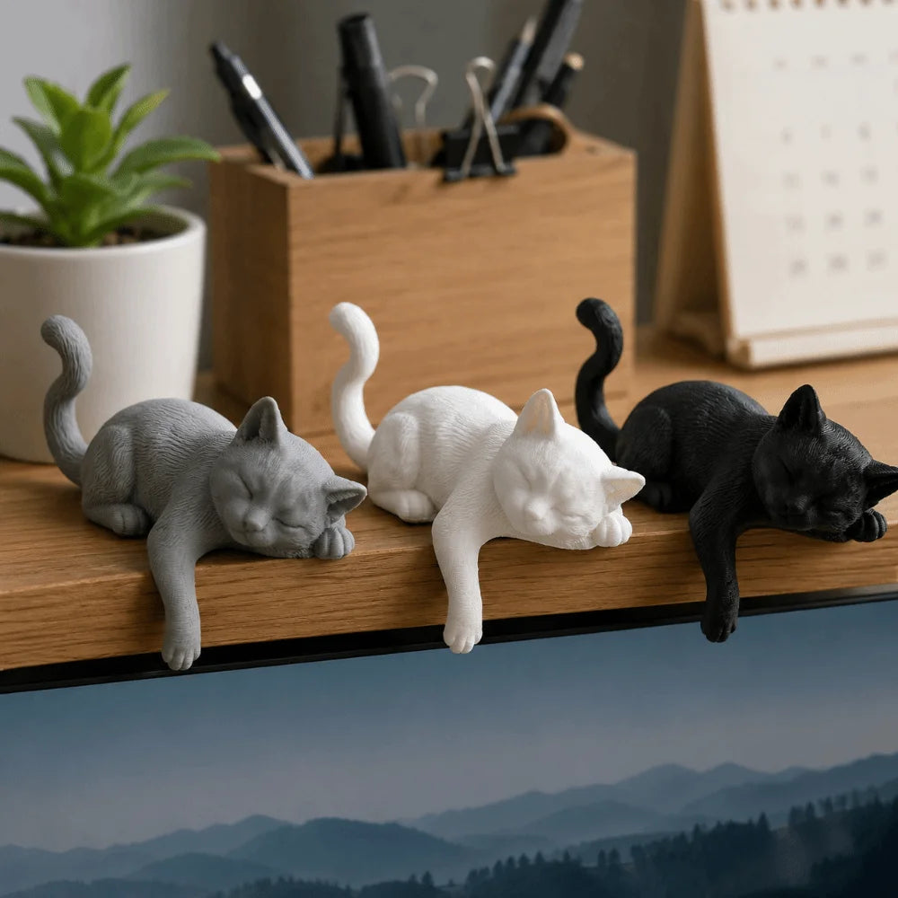 Unique Cute Desk Cat Decorations 3D Printed Creative Decorative Cat Statues Funny Cat Statues Crafts Desktop Use