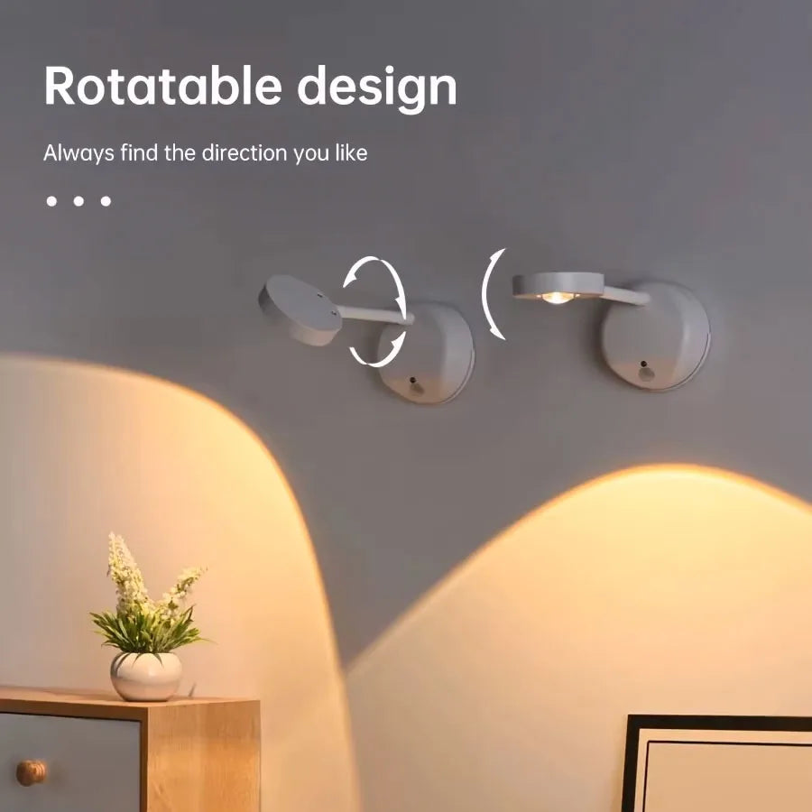 RGB LED Motion Sensor Wall Lamp Set 16 Colors Dimmable USB Rechargeable 2000mAh Intelligent Human Sensing Art Picture Light
