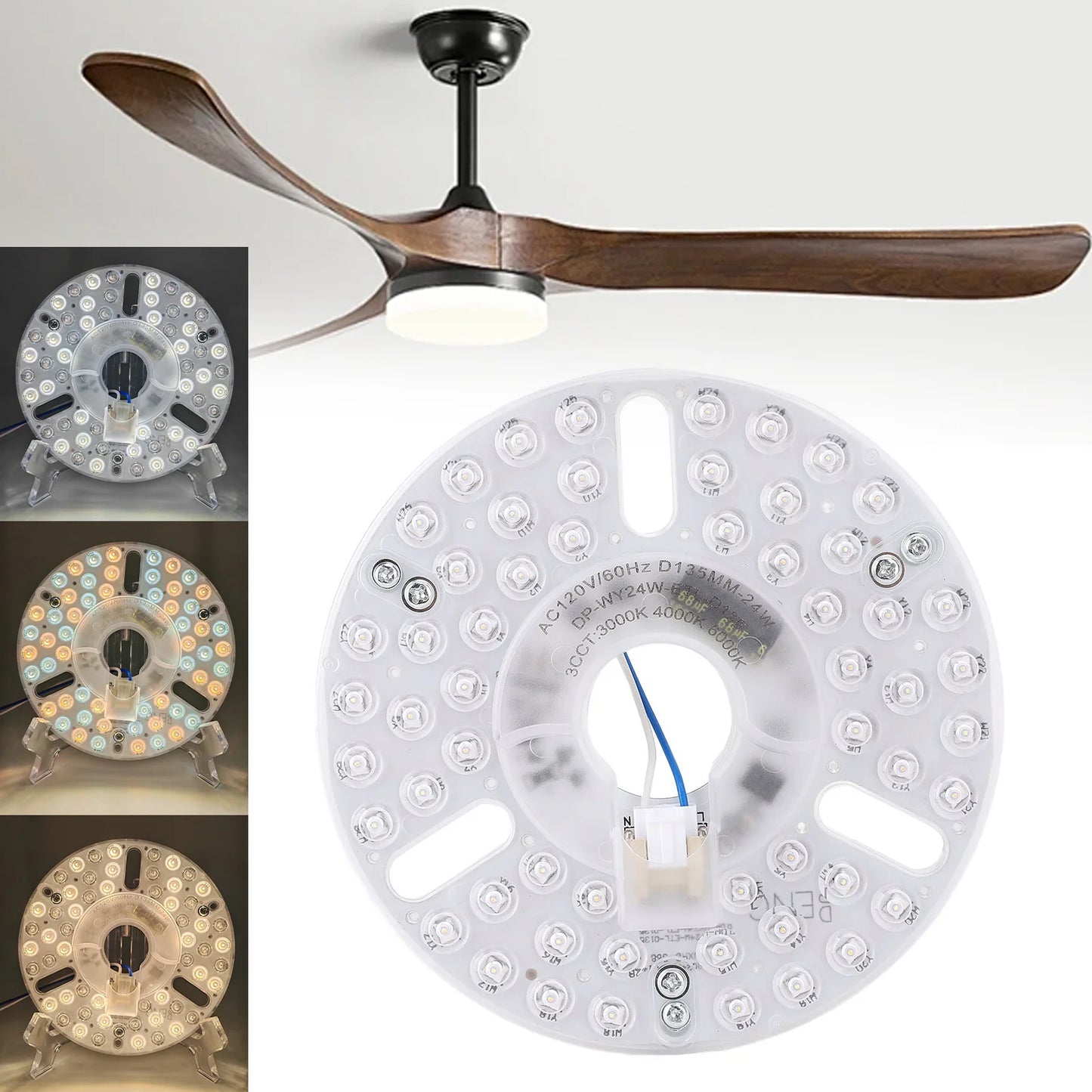 Ceiling Fan LED Light Replacement – 24W, 3CCT, Magnetic Install