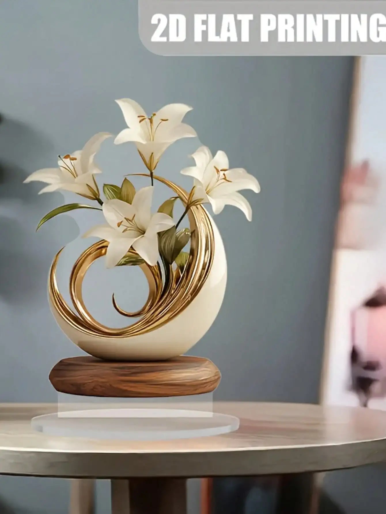 Floral Desktop Decoration Ornament 20x20cm Acrylic 2D Flat Home Decor Easy Install Practical Flower Desk Accessory