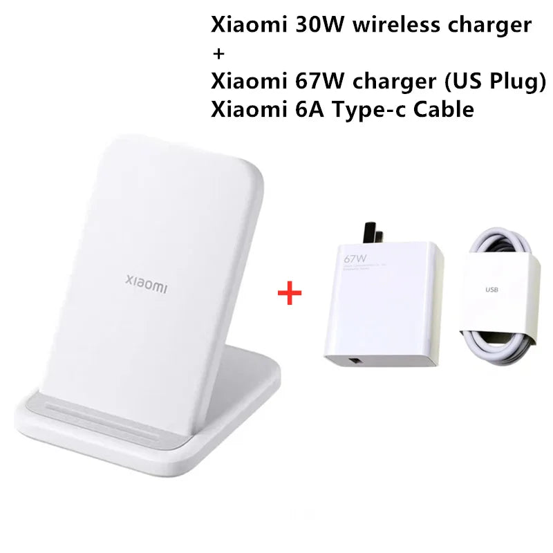 Xiaomi Mi 30W Vertical Wireless Charger Fast Charging For Xiaomi 15/14/13/12 Series For Redmi K70/K60 Series For iPhone Series