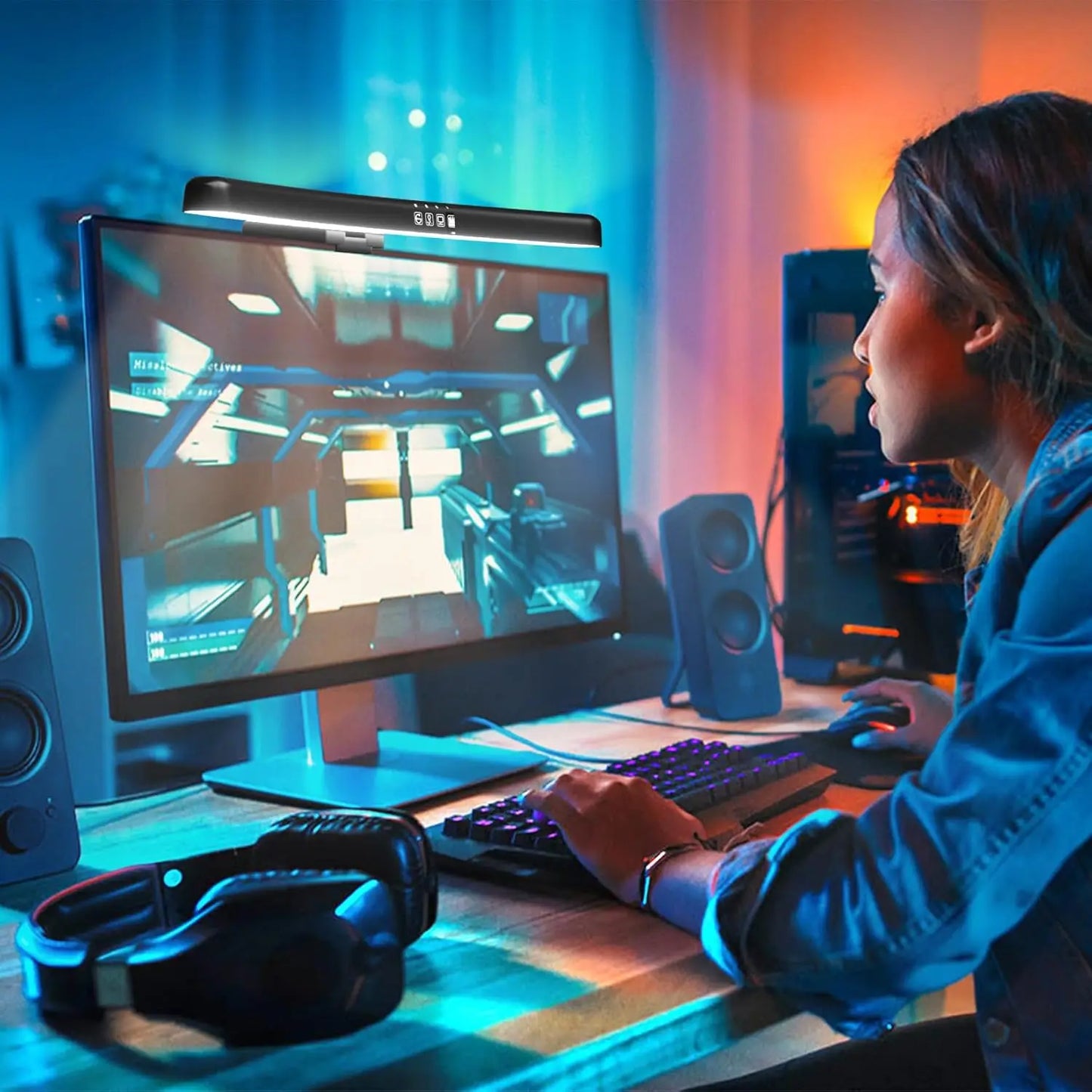 Curved Monitor Light Bar – RGB Backlight, 3 Color Temps, USB-C