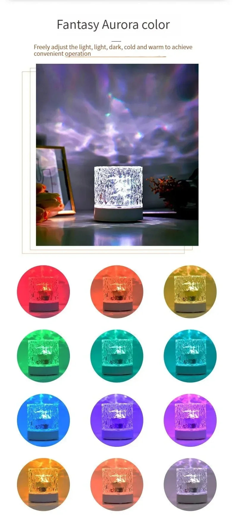 RGB 16 Colors Water Ripple Atmosphere Light Remote Control Dynamic Flame Starry Sky Romantic Bedroom Decor Projection Night Lamp