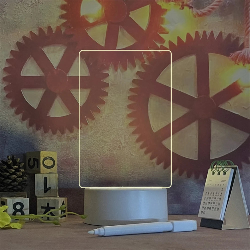 LED Acrylic Night Light – Erasable Message Board & Calendar