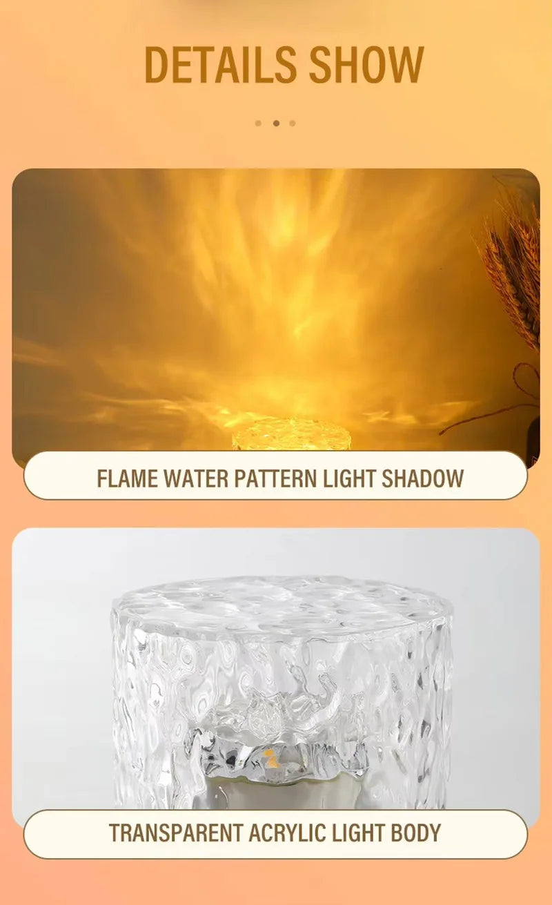 RGB 16 Colors Water Ripple Atmosphere Light Remote Control Dynamic Flame Starry Sky Romantic Bedroom Decor Projection Night Lamp