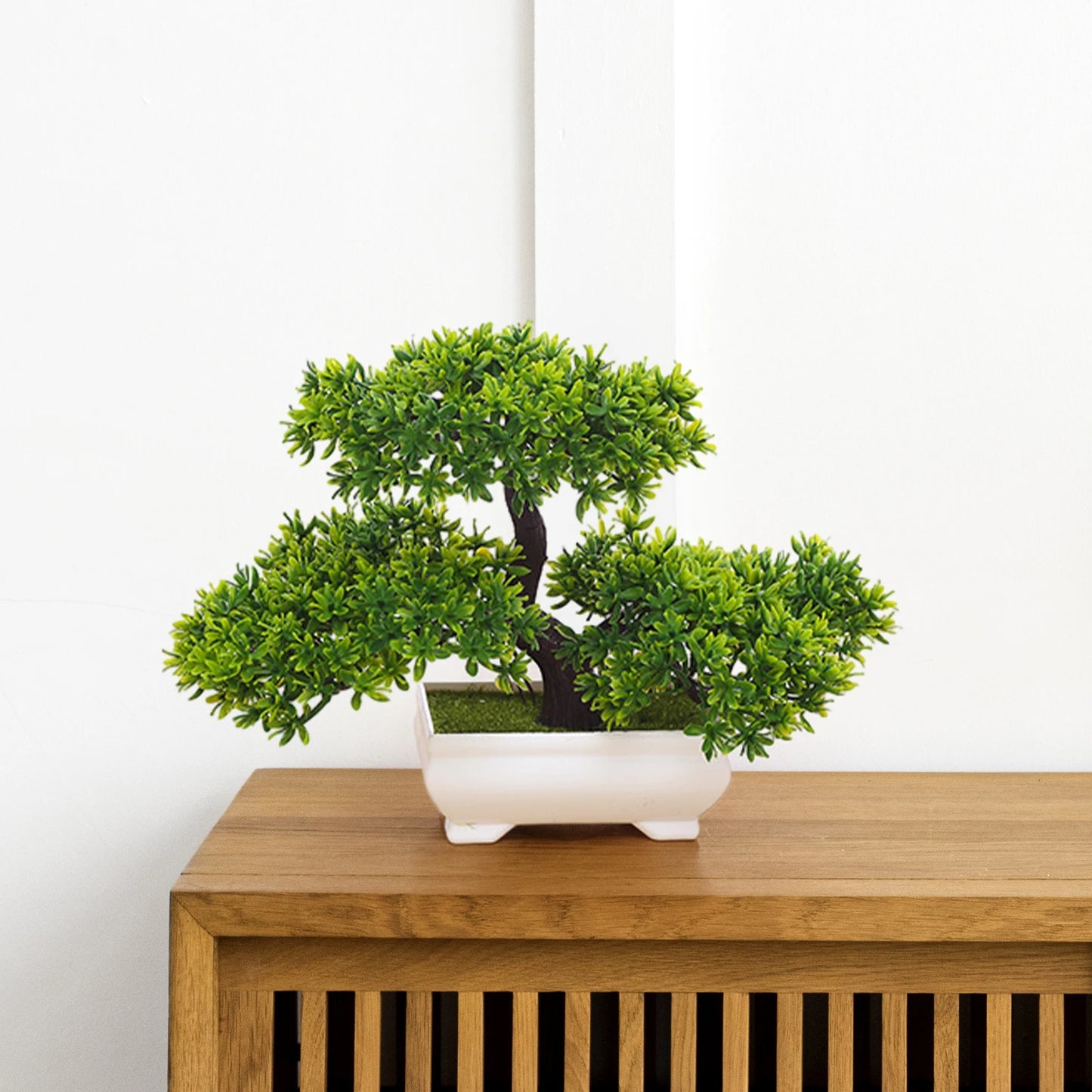 Artificial Bonsai Tree Centerpiece Desk Decoration Potted Japanese Pine Tree for Shelf Bathroom Living Room Farmhouse Bedroom