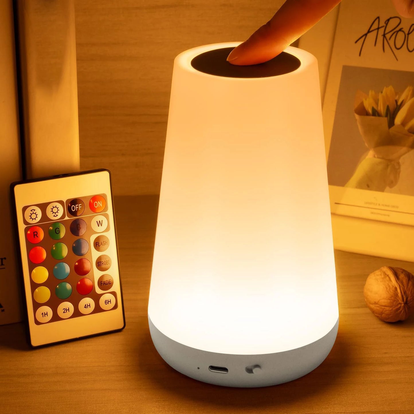13-Color RGB LED Night Light – Rechargeable, Touch & Remote